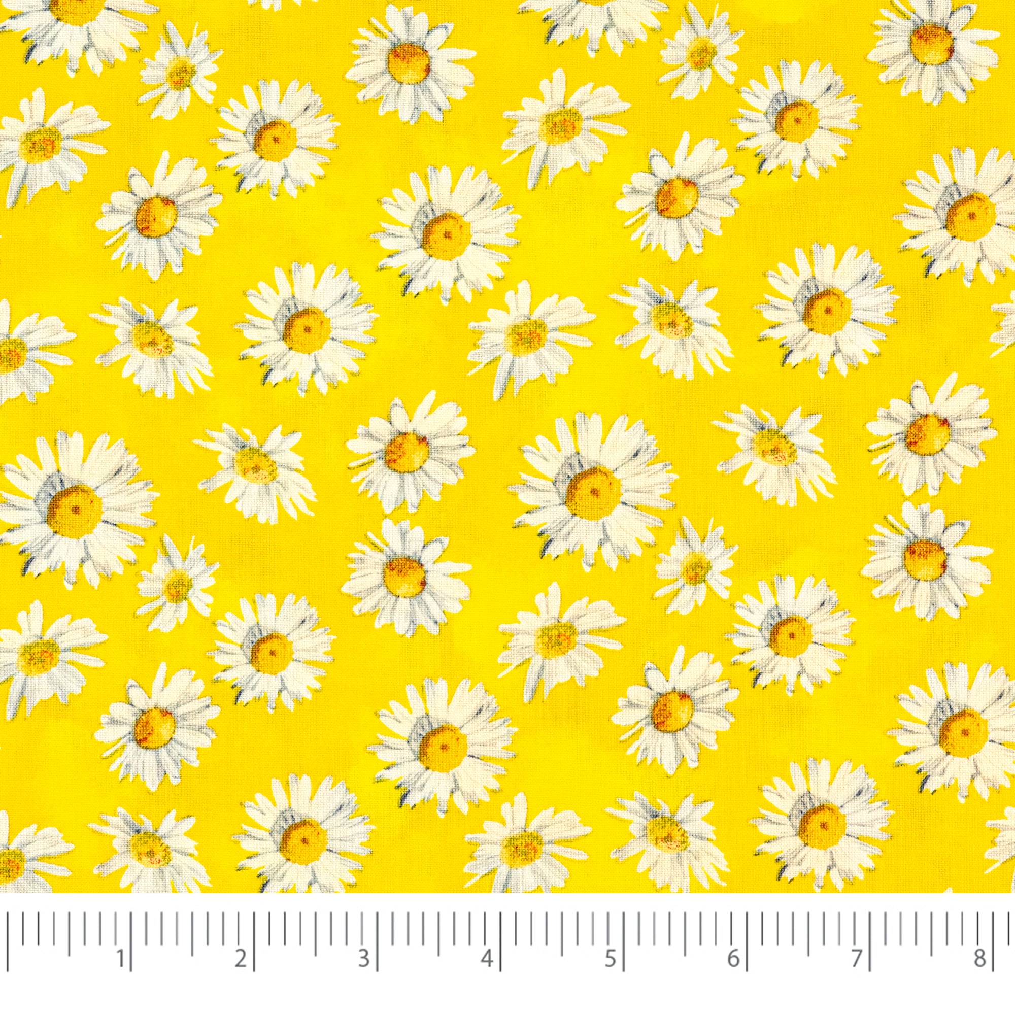 SINGER Small Daisies on Yellow Cotton Fabric